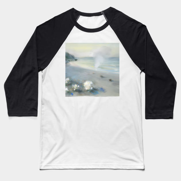 Beach Landscape Pastel Painting Baseball T-Shirt by druidwolfart